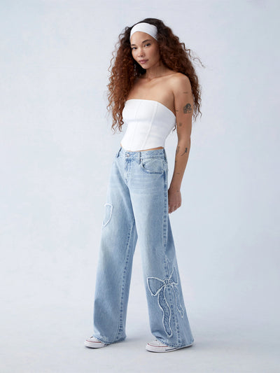 Sandy Baggy Bow Jeans | Trendy & Comfortable Fit
