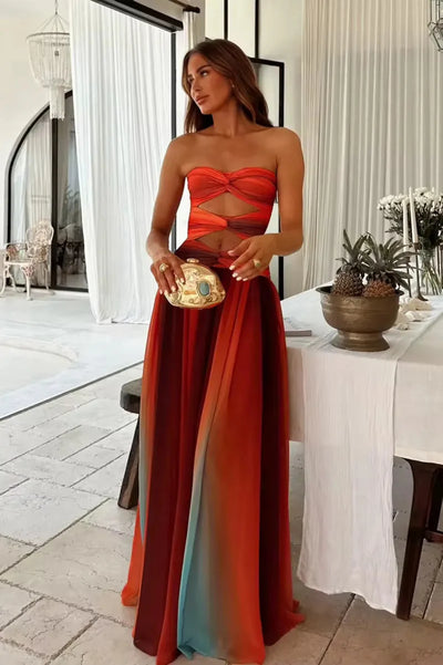 Sardinia Mesh Maxi Dress | Twist Cutout