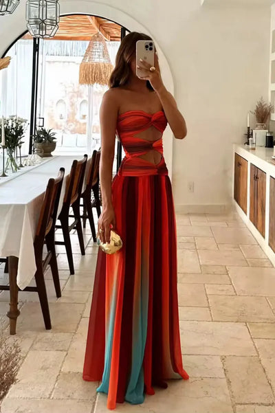 Sardinia Mesh Maxi Dress | Twist Cutout