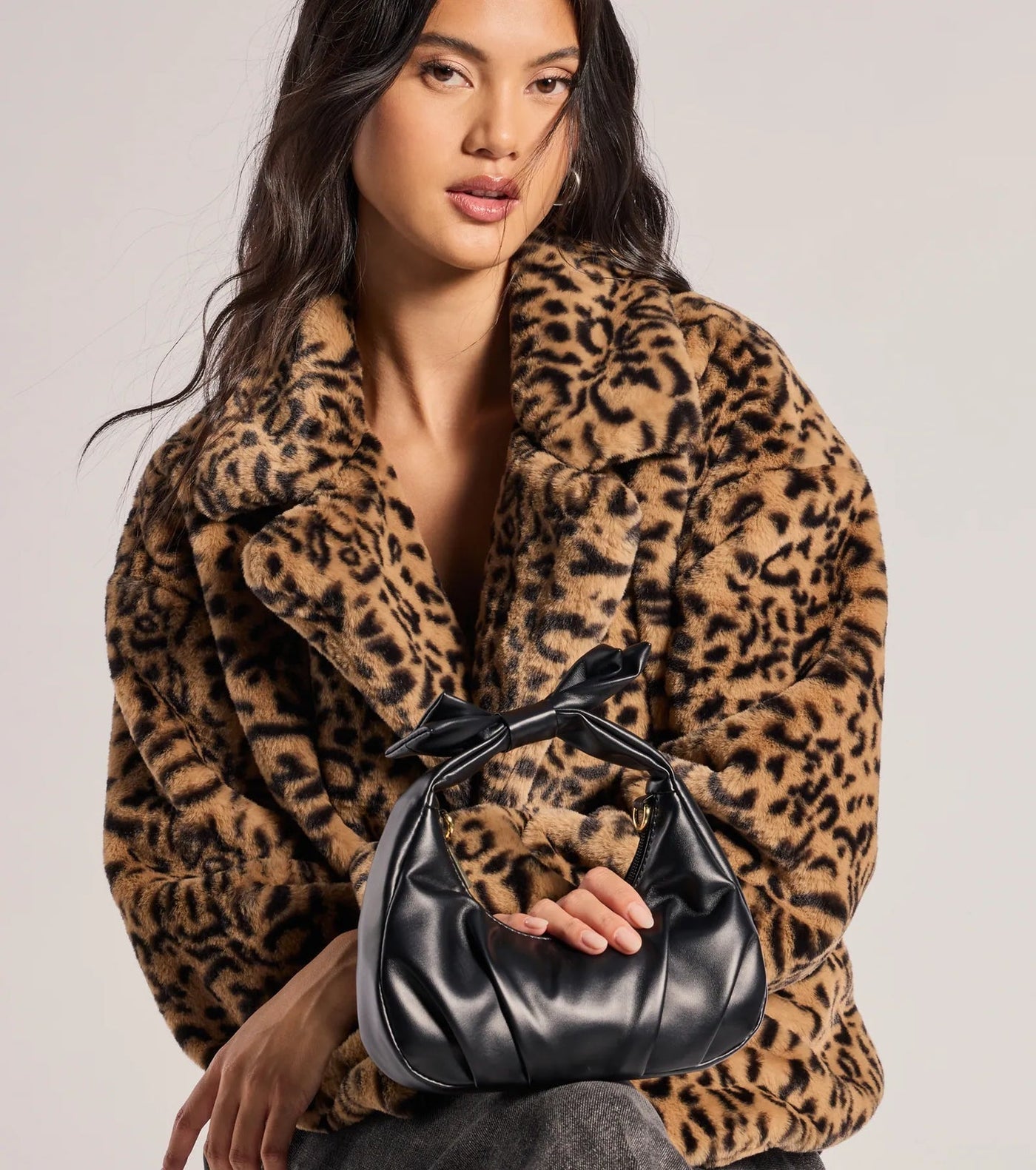 Chic Leather Bow Handbag