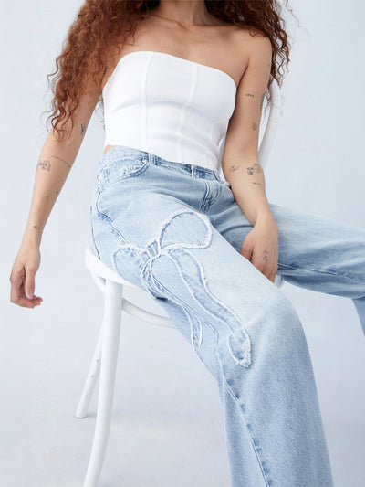 Sandy Baggy Bow Jeans | Trendy & Comfortable Fit