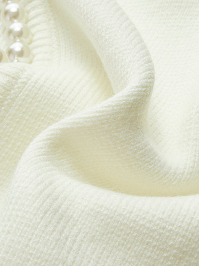 Pearl Trim - Ripped Hem Cardigan