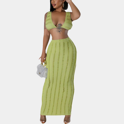 Gavrilla - Chic Cropped Top | Maxi Skirt Set