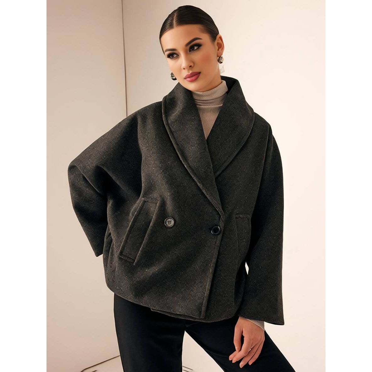 Cocolii Wool Coat | Oversized Fit – Batwing Sleeves