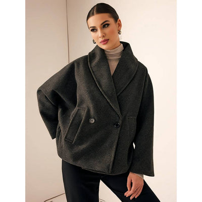 Cocolii Wool Coat | Oversized Fit – Batwing Sleeves