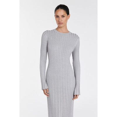 Ada Silver Long Sleeve Midi Dress | Elegant Design