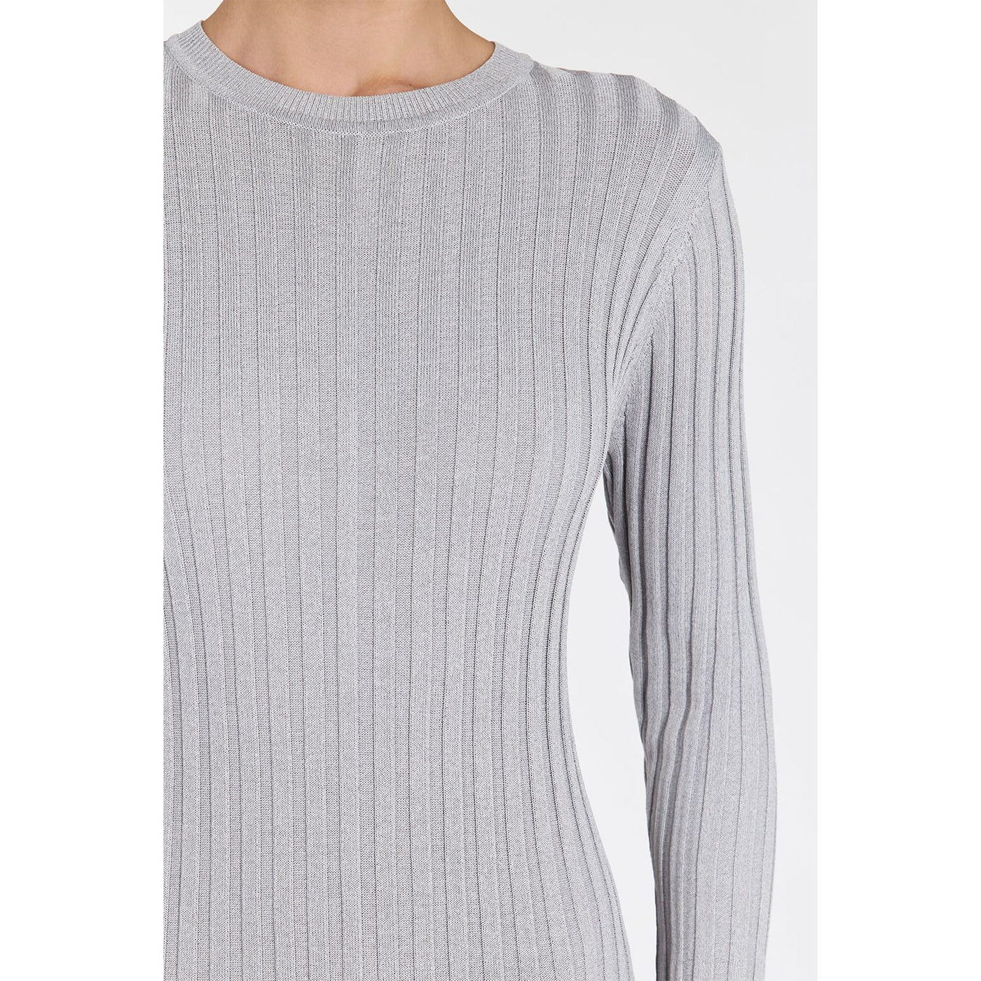 Ada Silver Long Sleeve Midi Dress | Elegant Design
