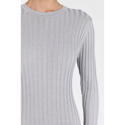 Ada Silver Long Sleeve Midi Dress | Elegant Design