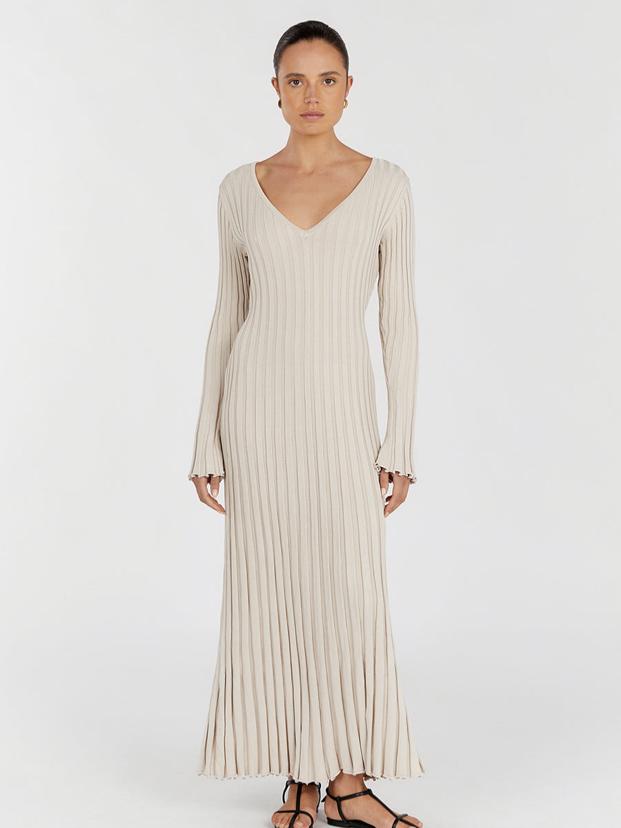 Reign Stone Sleeved Knit Midi Dress | Elegant & Timeless