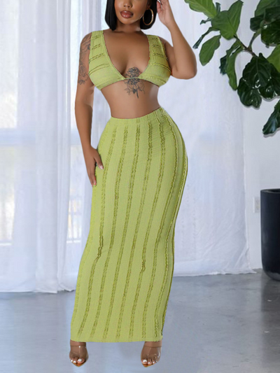 Gavrilla - Chic Cropped Top | Maxi Skirt Set