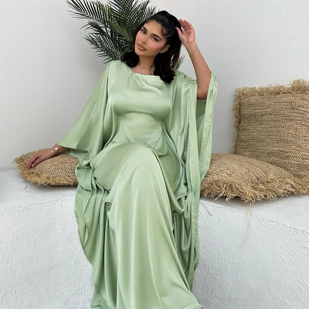 Dusty Pink Plissé Kaftan Dress | Adjustable Fit