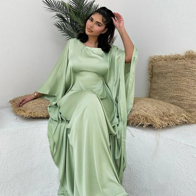 Dusty Pink Plissé Kaftan Dress | Adjustable Fit