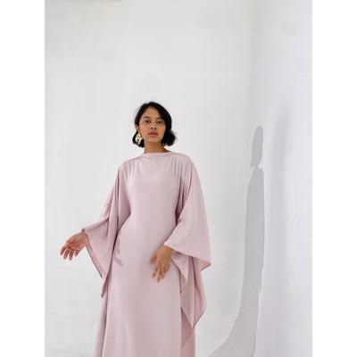 Dusty Pink Plissé Kaftan Dress | Adjustable Fit