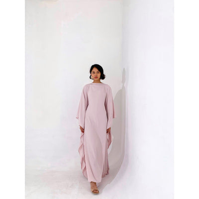 Dusty Pink Plissé Kaftan Dress | Adjustable Fit